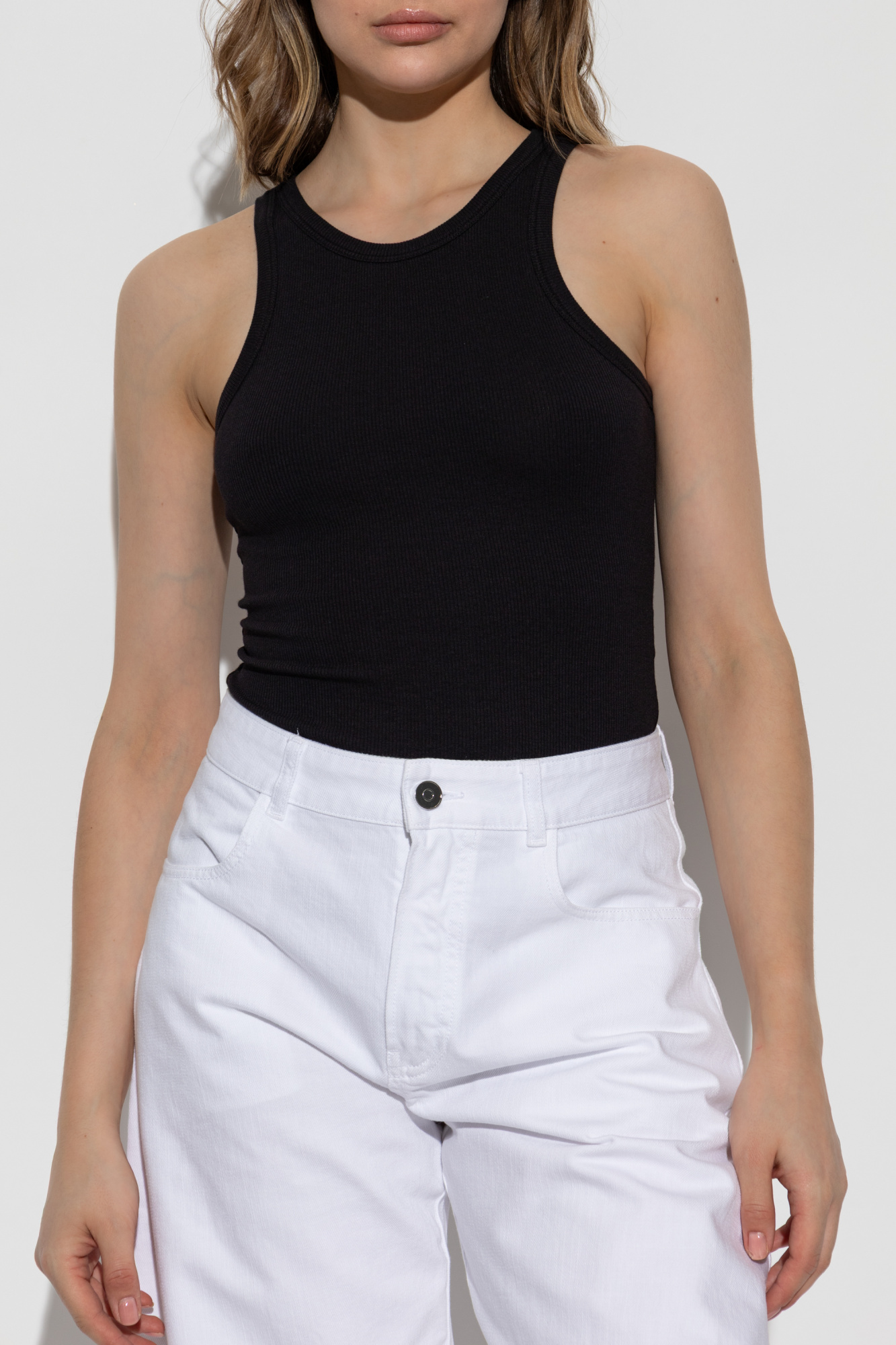 【関税&送料込】Alaia Sleeveless Bodysuit In Ribbed Viscose ALAIA Ribbed Sleeveless Bodysuit - Bergdorf Goodman